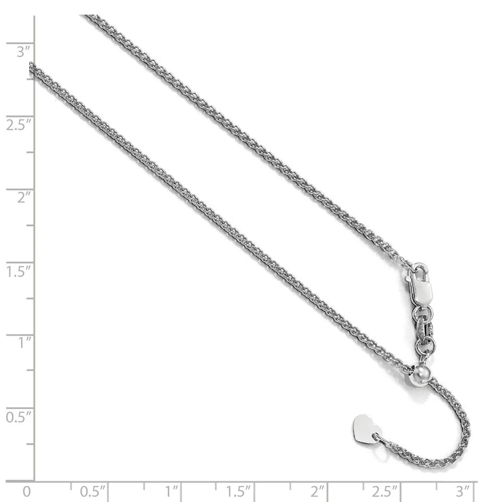 1.35mm 10k White Gold Adjustable Hollow Wheat Chain Necklace