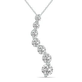 1.50 Ctw Lab Grown Diamond Journey Pendant In 14K White Gold