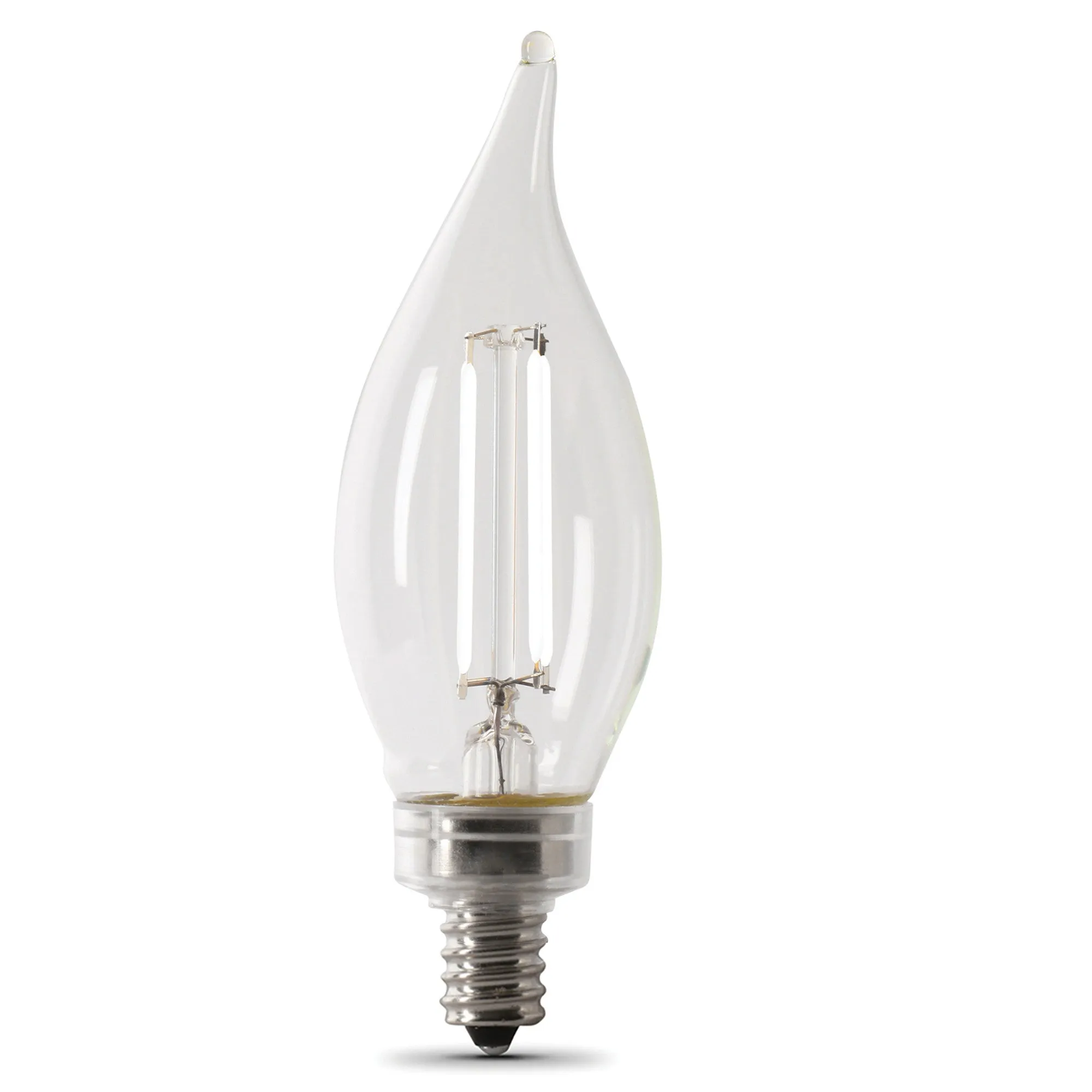 3.3W (40W Replacement) Soft White (2700K) E12 Base BA10 Flame Tip Exposed White Filament LED Bulb (4-Pack)