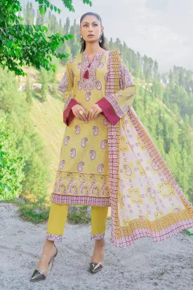 3PC Printed Unstitched Lawn Suit KLA-2755