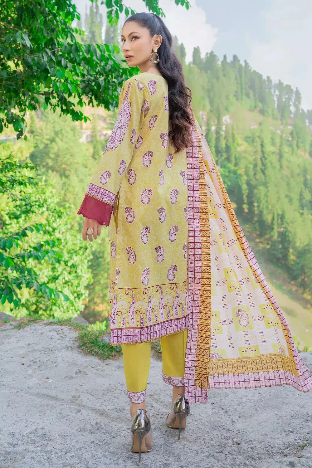 3PC Printed Unstitched Lawn Suit KLA-2755