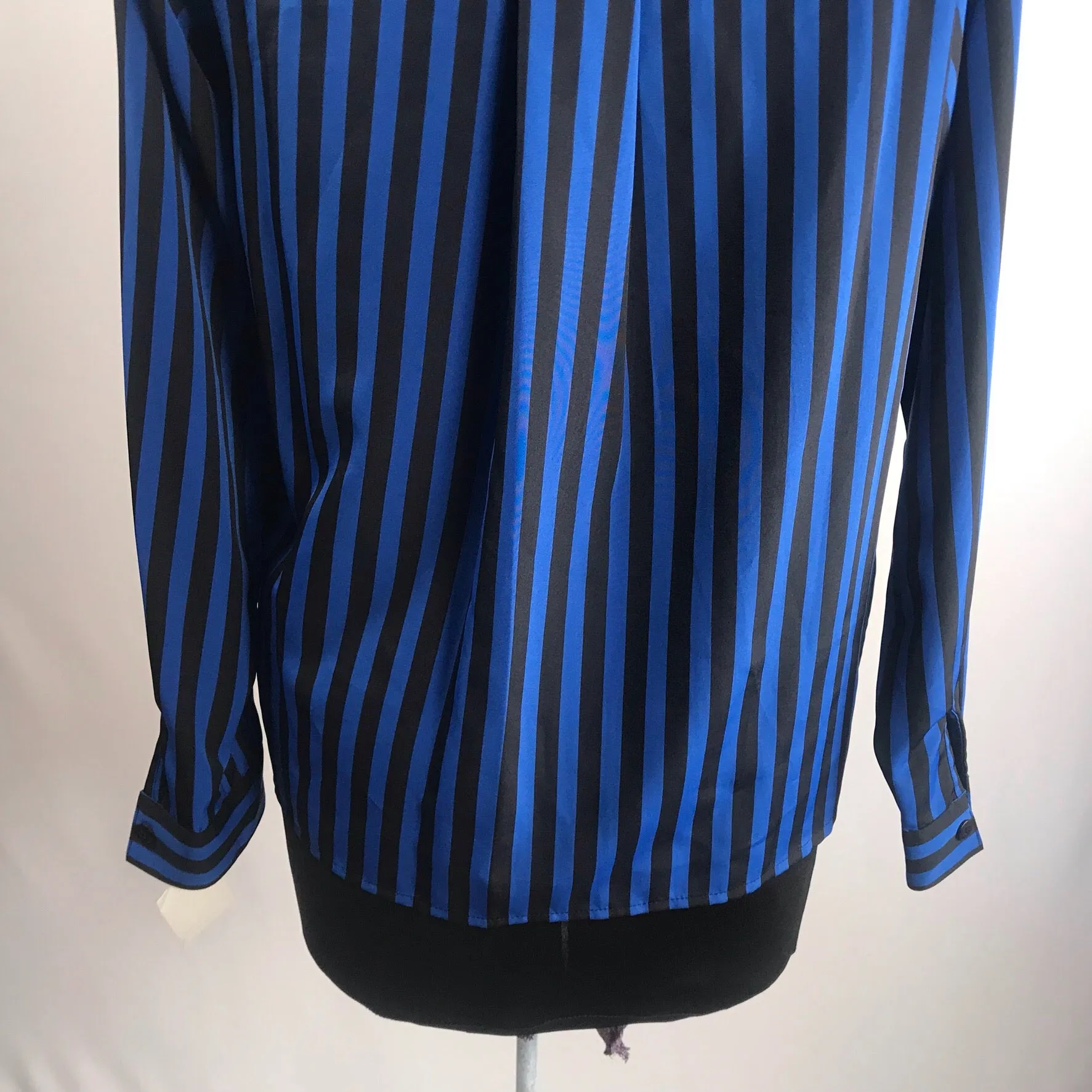 '80s Deadstock Blue & Black Button Down Top by Yves St. Clare