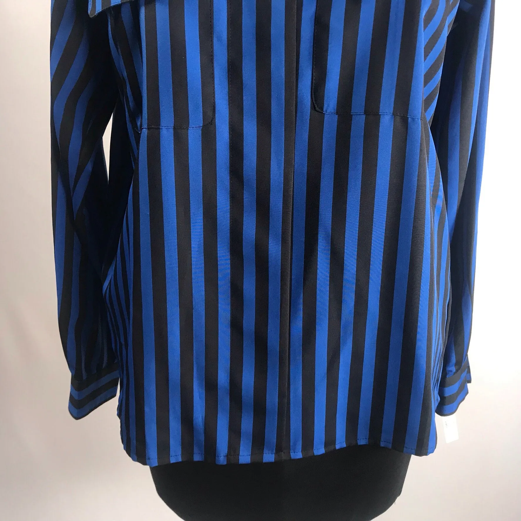 '80s Deadstock Blue & Black Button Down Top by Yves St. Clare