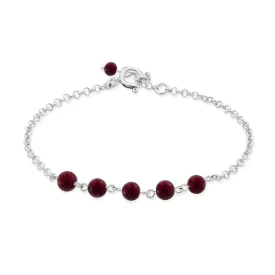 925 Silver Garnet Bracelet - Handmade January Birthstone Gift