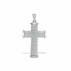 9ct White Gold Diamond Cross