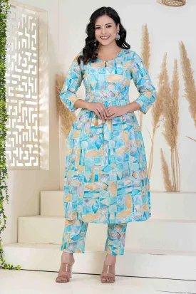 Abstract Print Kurti Pant Set