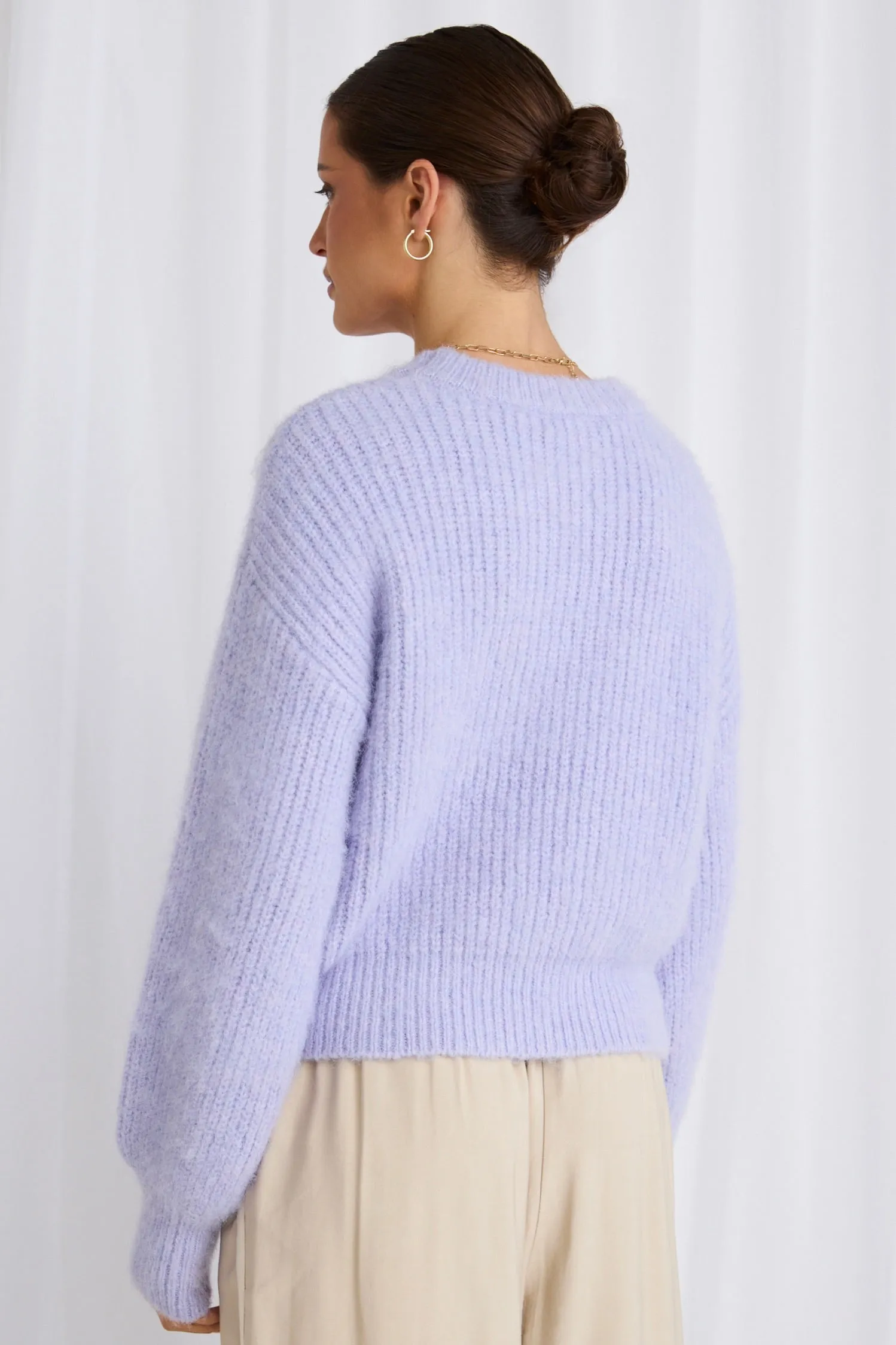 Aces Lilac Fluffy Knit Jumper