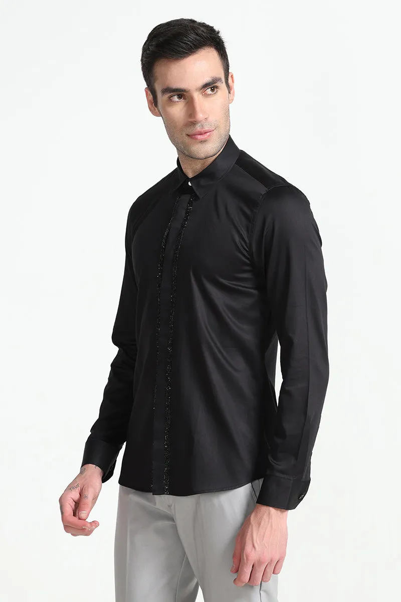 Akin Beaded Black Shirt