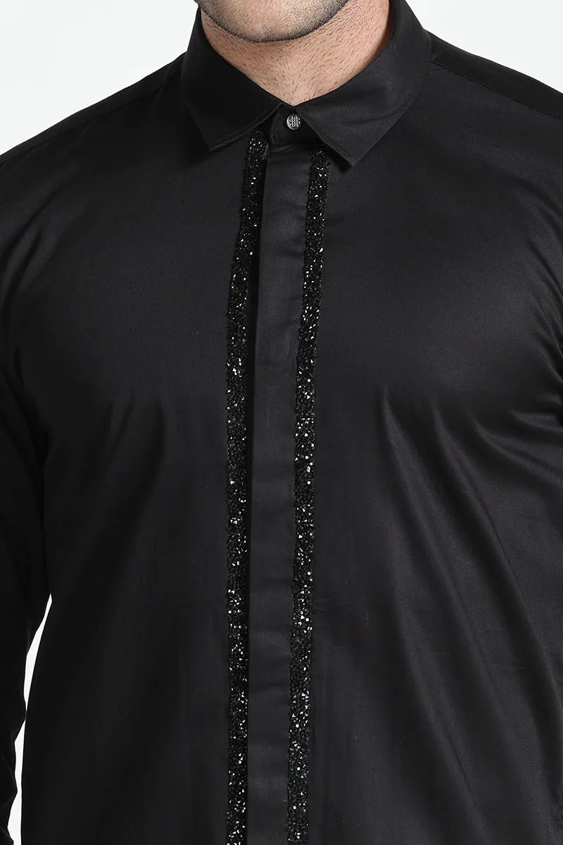 Akin Beaded Black Shirt