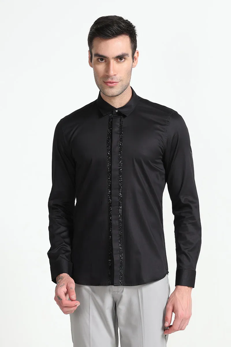 Akin Beaded Black Shirt