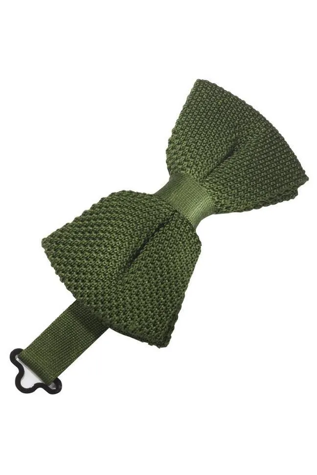 Army Green Silk Knit Bow Tie