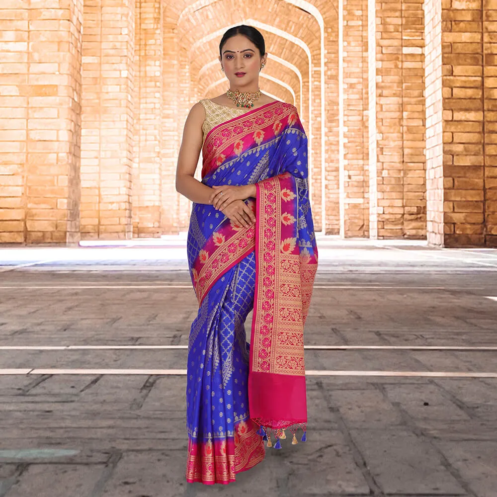 Banarasi Malai  Silk Sari - Blue