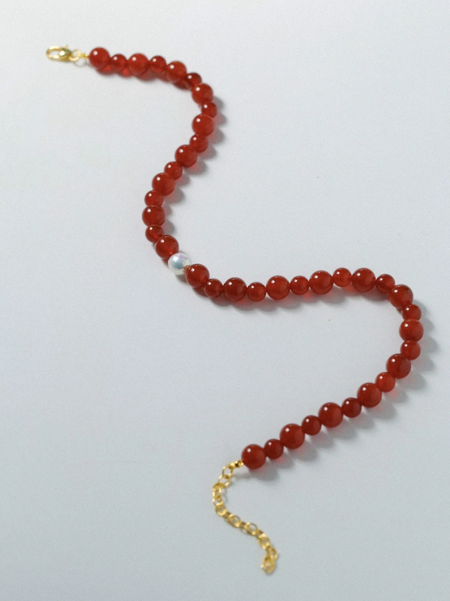 Baroque Pearl Red Onyx Necklace