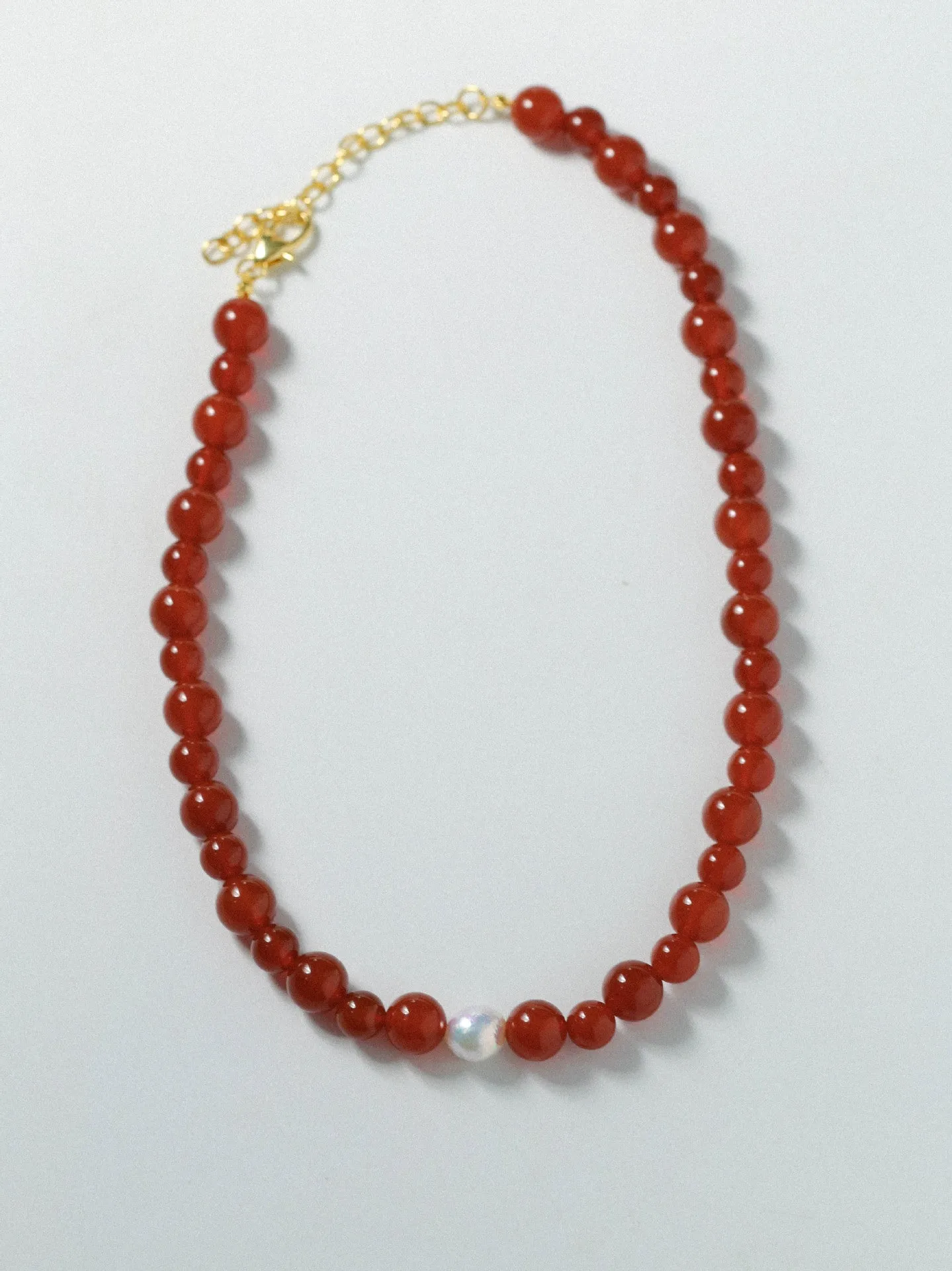 Baroque Pearl Red Onyx Necklace