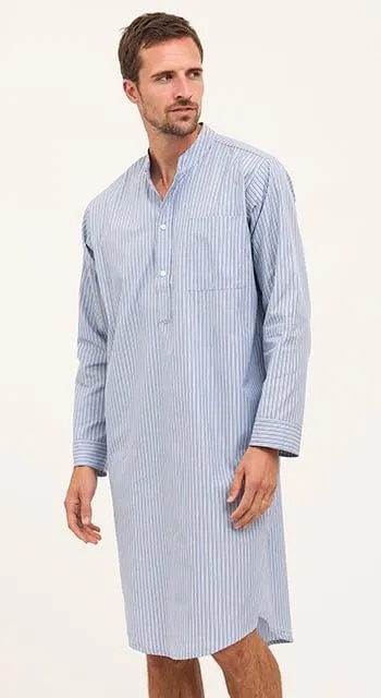 Bespoke -  Light Blue Striped Nightshirt