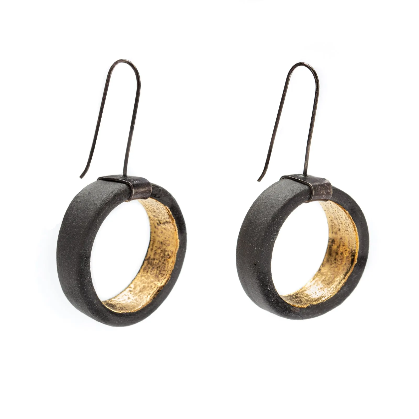 Black and Gold Porcelain Earrings