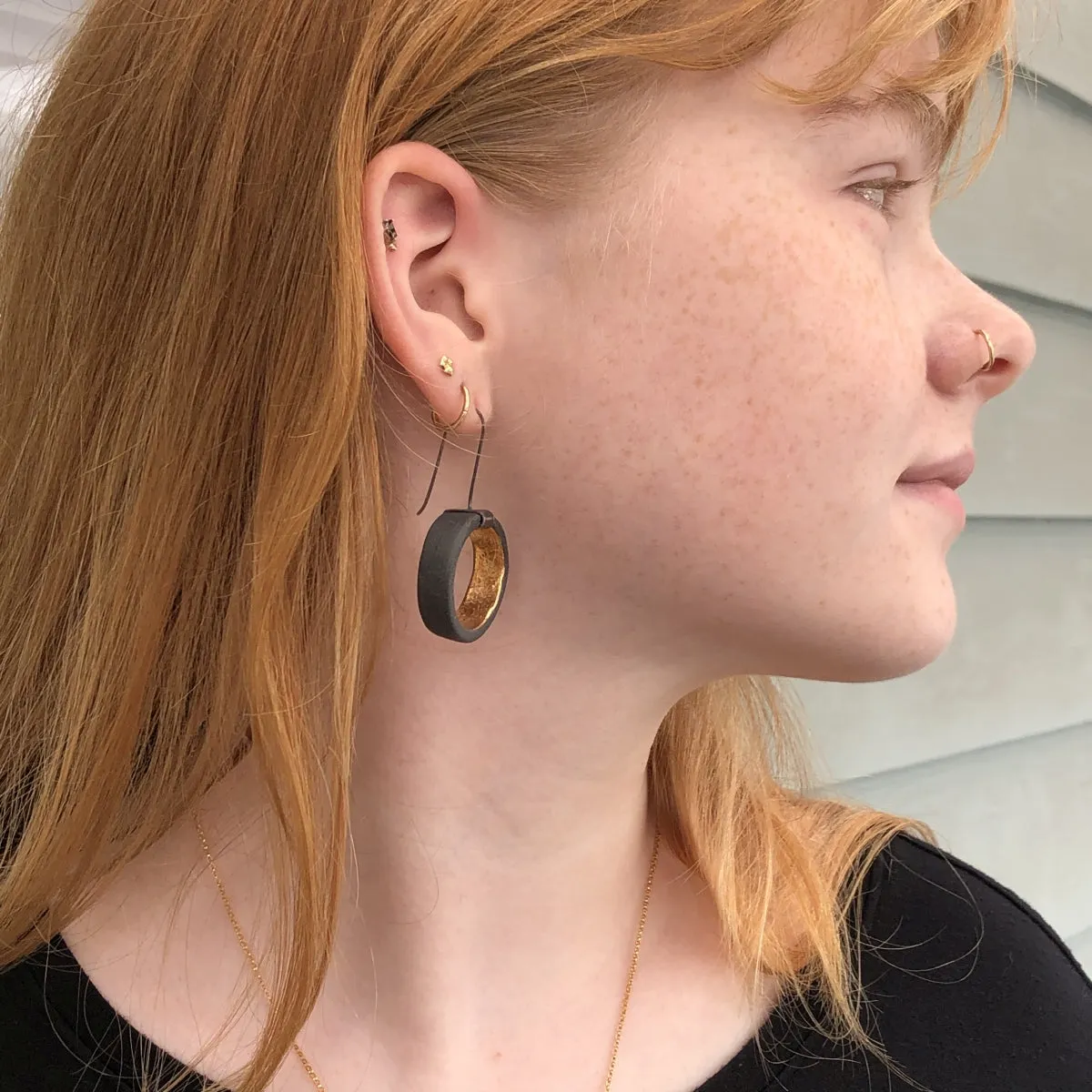 Black and Gold Porcelain Earrings