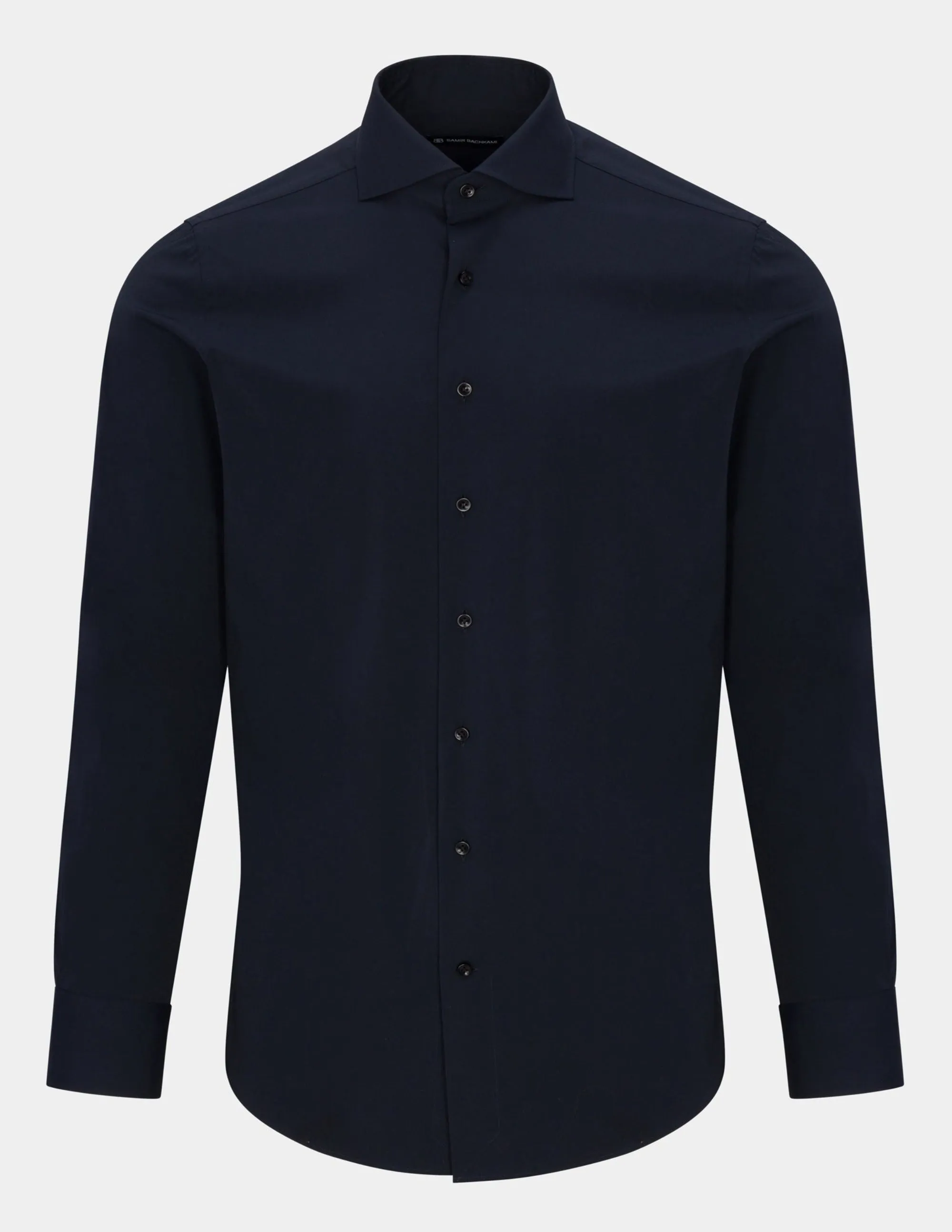 Black Plain Stretch Slim Fit Shirt