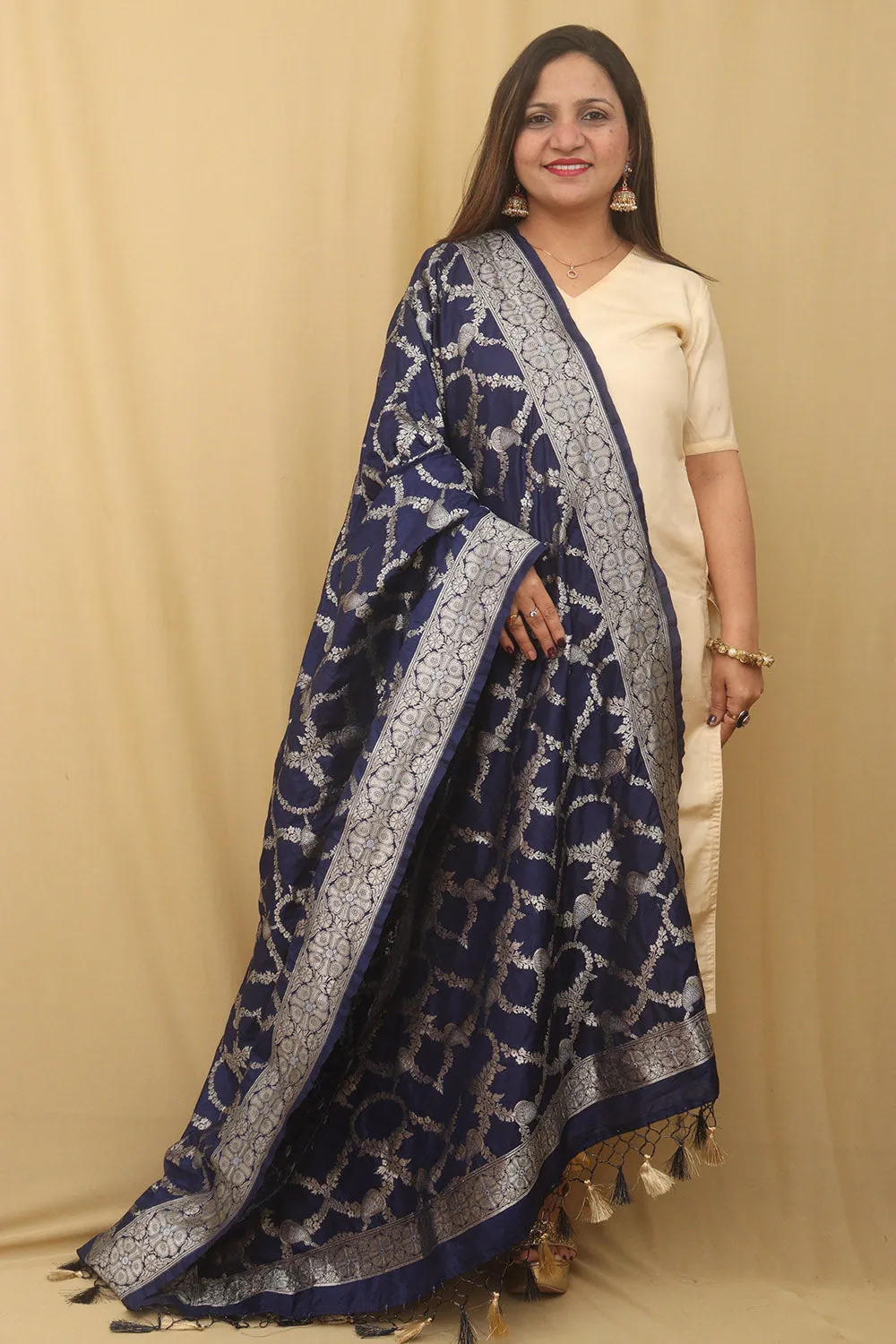 Blue Banarasi Silk Sona Roopa Dupatta