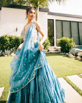 Blue Meadow Lehenga