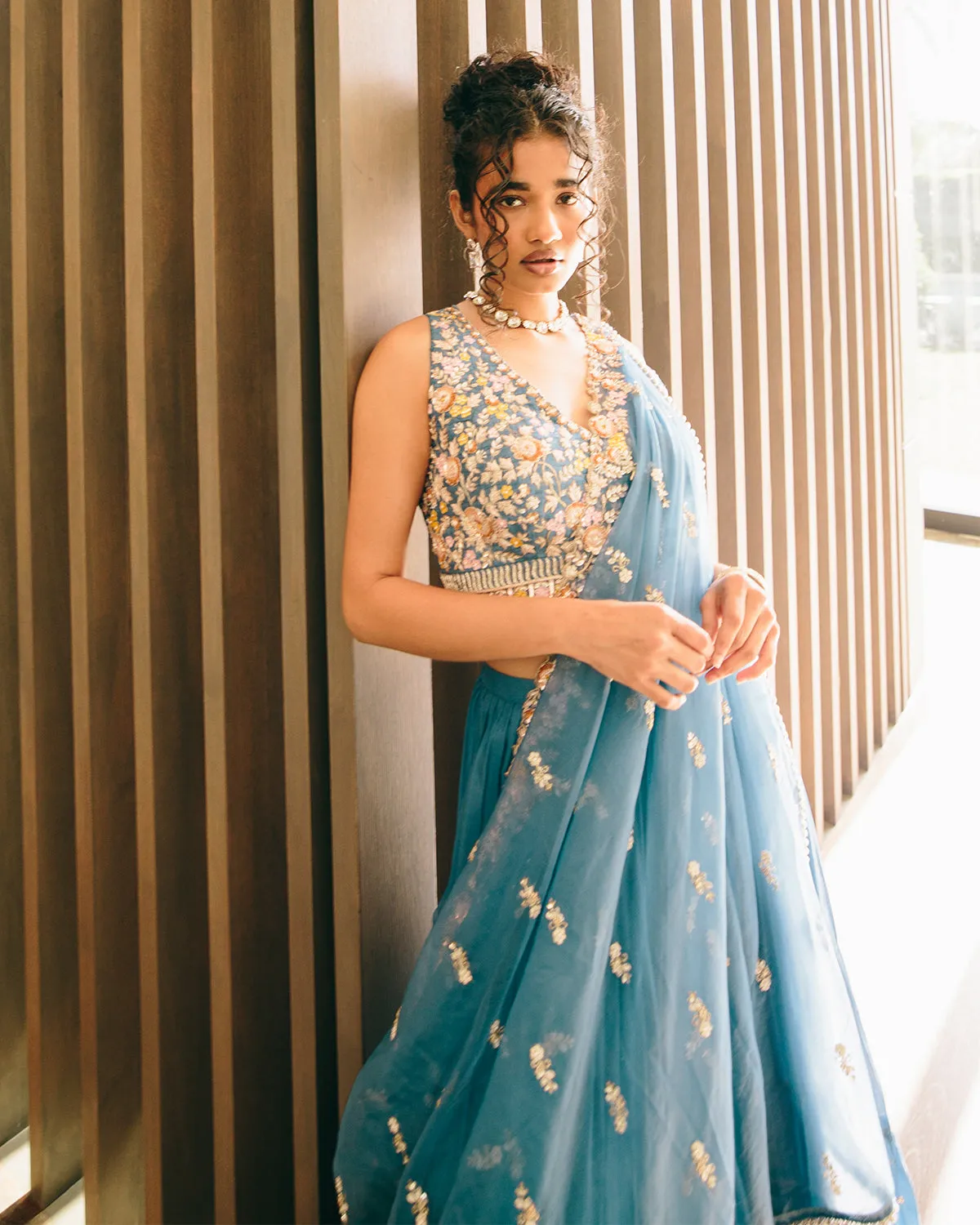 Blue Meadow Lehenga