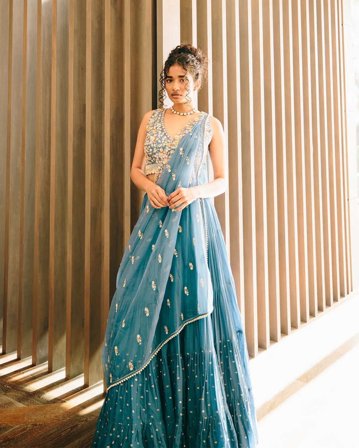 Blue Meadow Lehenga