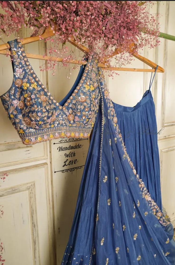 Blue Meadow Lehenga