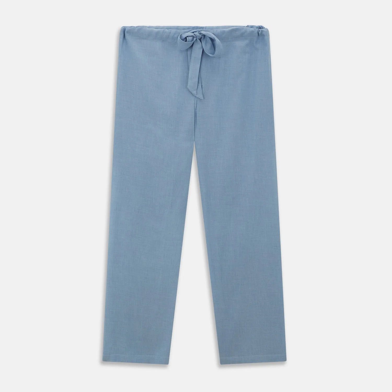 Blue Piped Cotton-Cashmere Pyjama Set