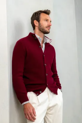 Bordeaux textured cashmere blend cardigan – Made in Italy