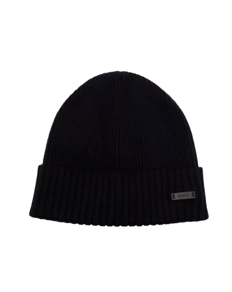 BOSS raschel-knit beanie in virgin wool