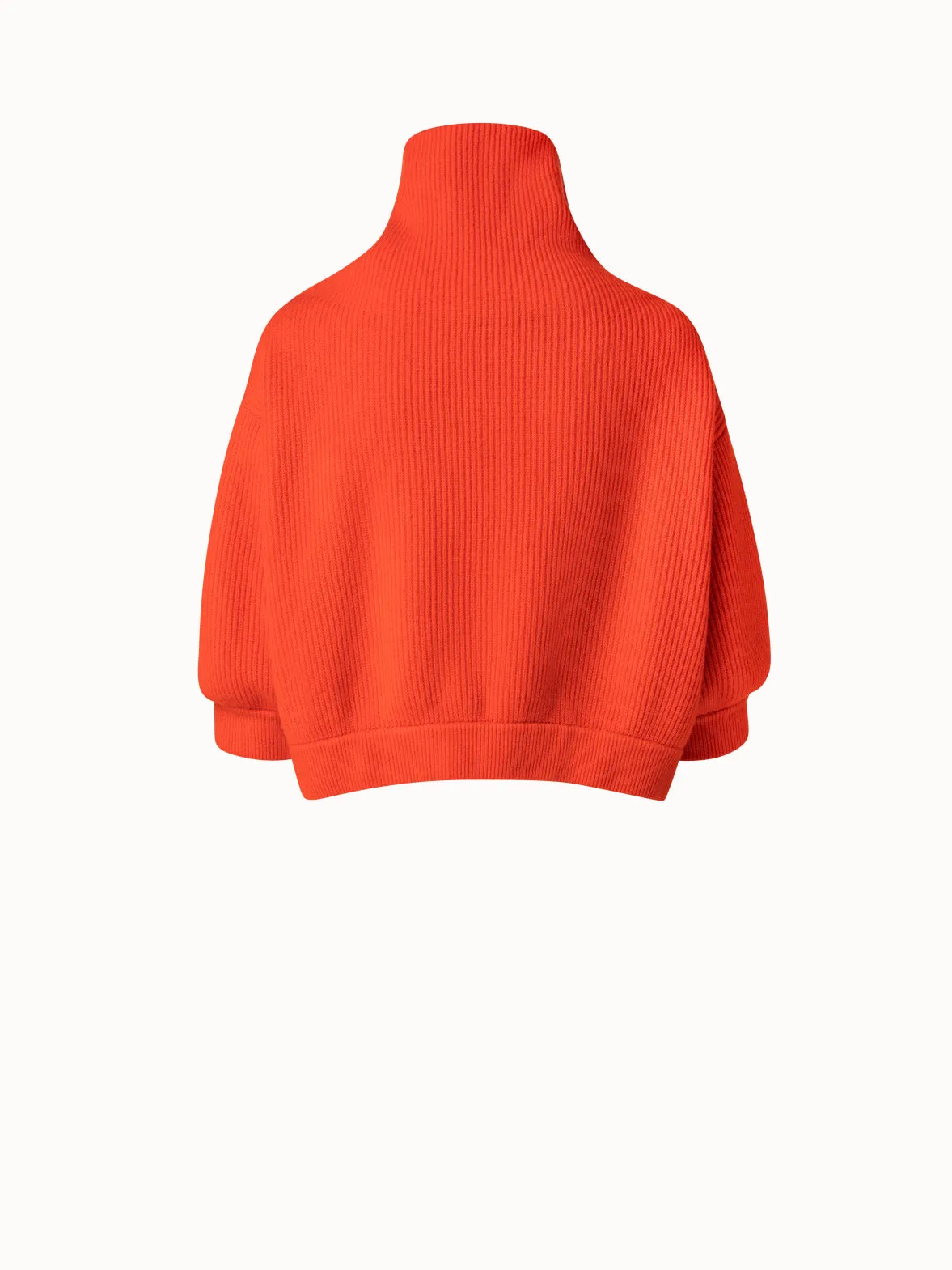 Boxy Ribbed Knit Cashmere Pullover