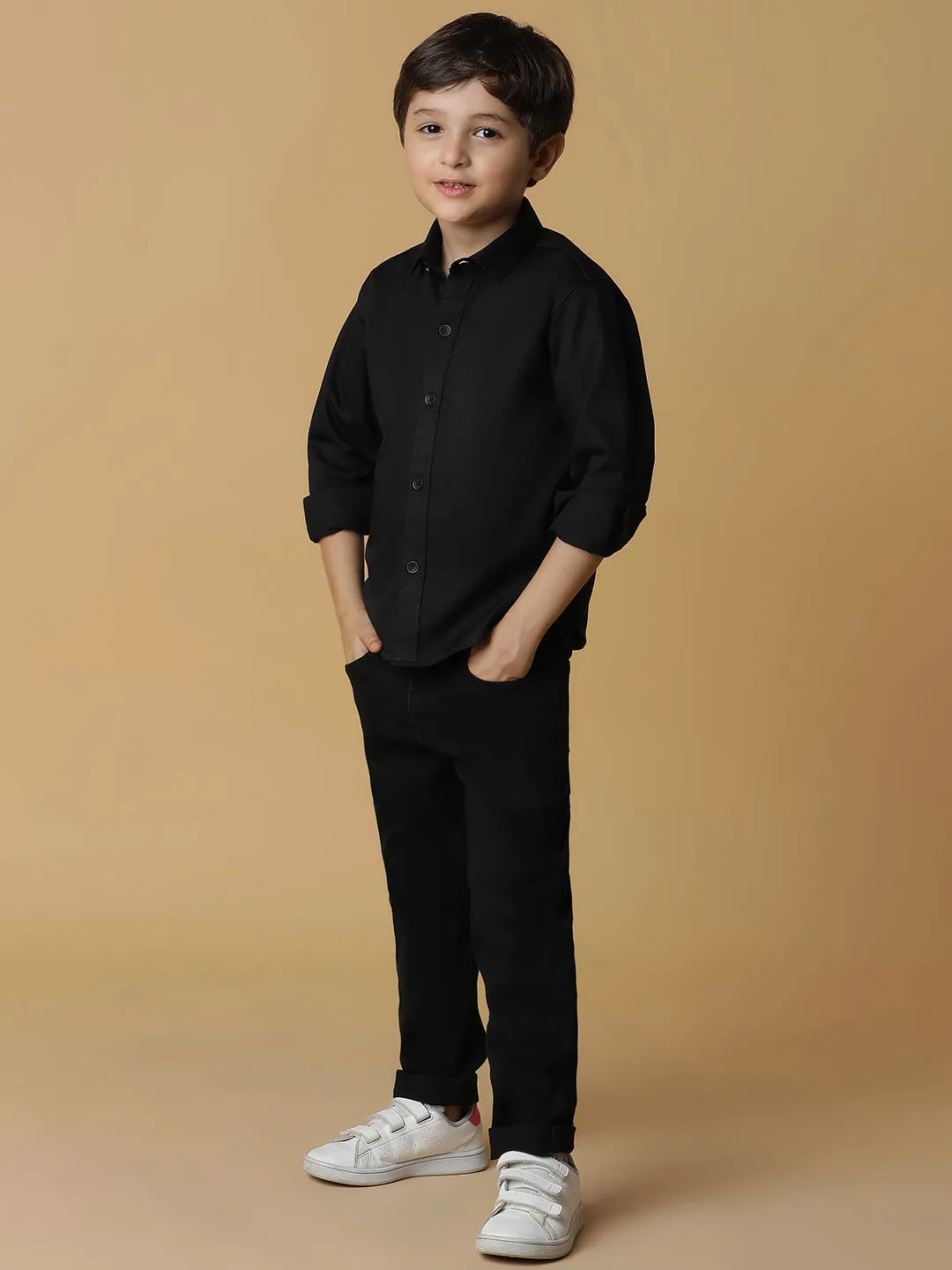 Boys Black Cotton Shirt