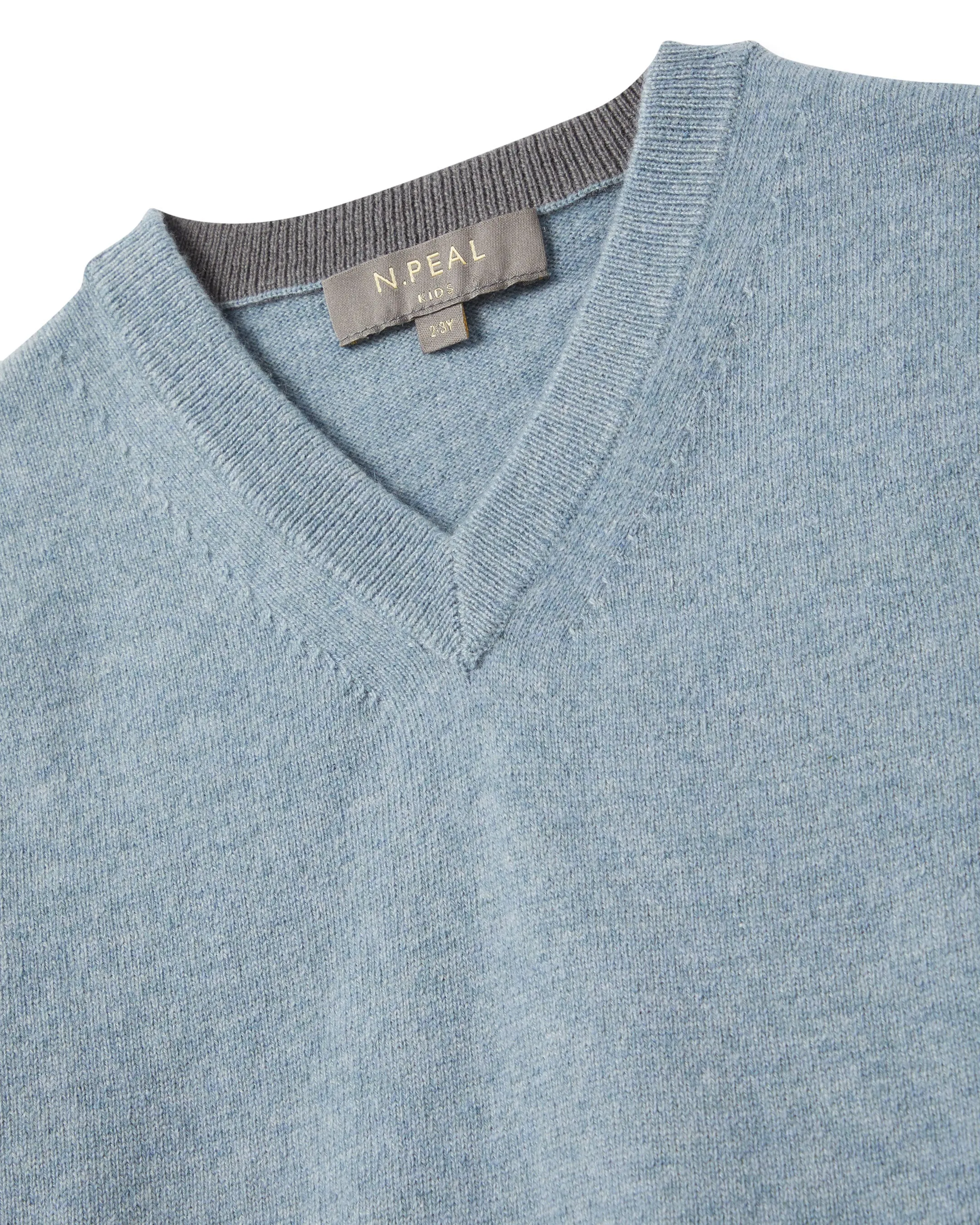 Boys Cashmere Slipover Heather Blue