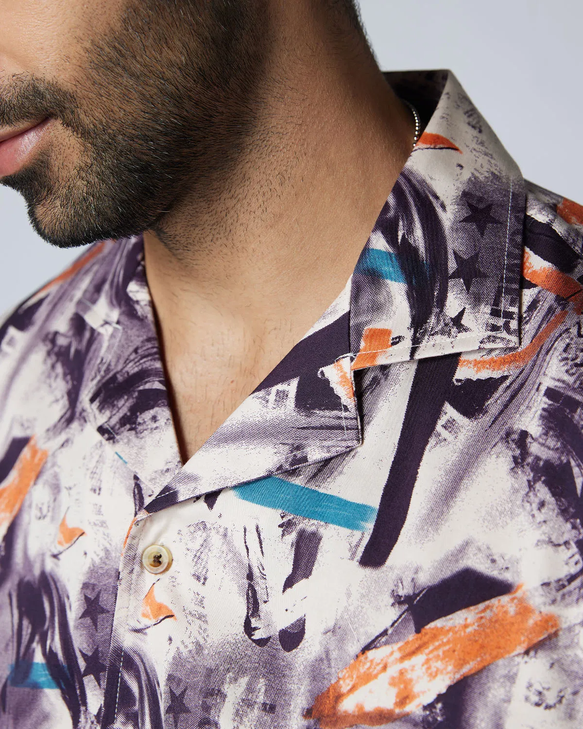 Brushstroke Printed Shirt - Purple