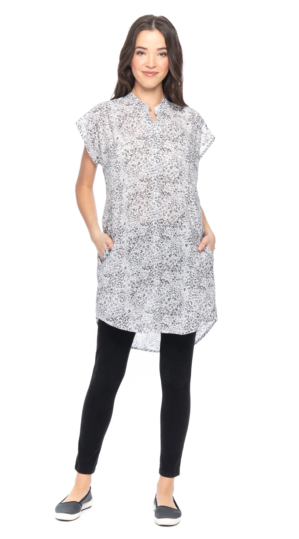 Chelsea Tunic - white leopard - cotton