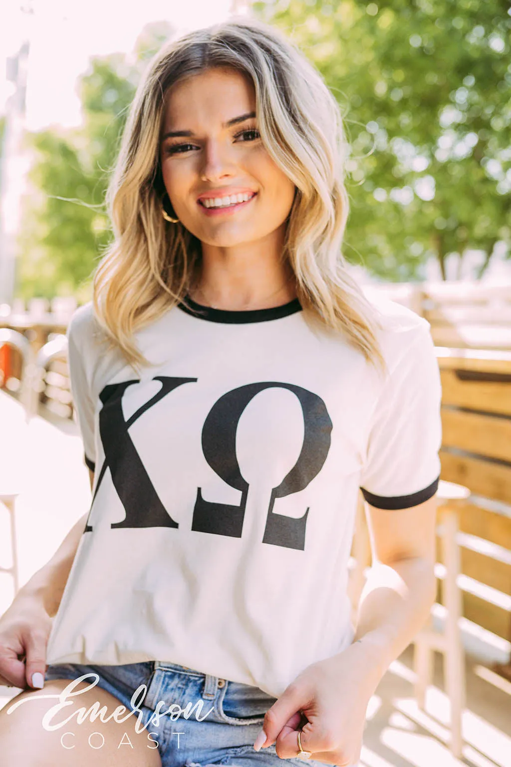 Chi Omega Recruitment Ringer Tee