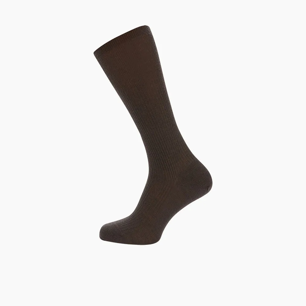 Chocolate Brown Mid-Length Merino Wool Socks