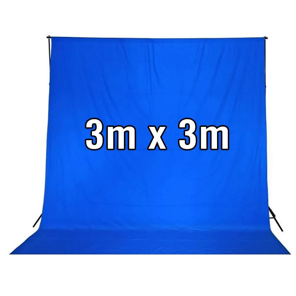 Chroma Key Blue 3M x 3M Cotton Muslin Backdrop