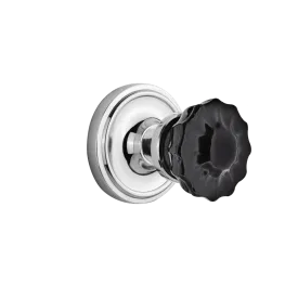 Classic Rosette with Black Crystal Knob in Bright Chrome