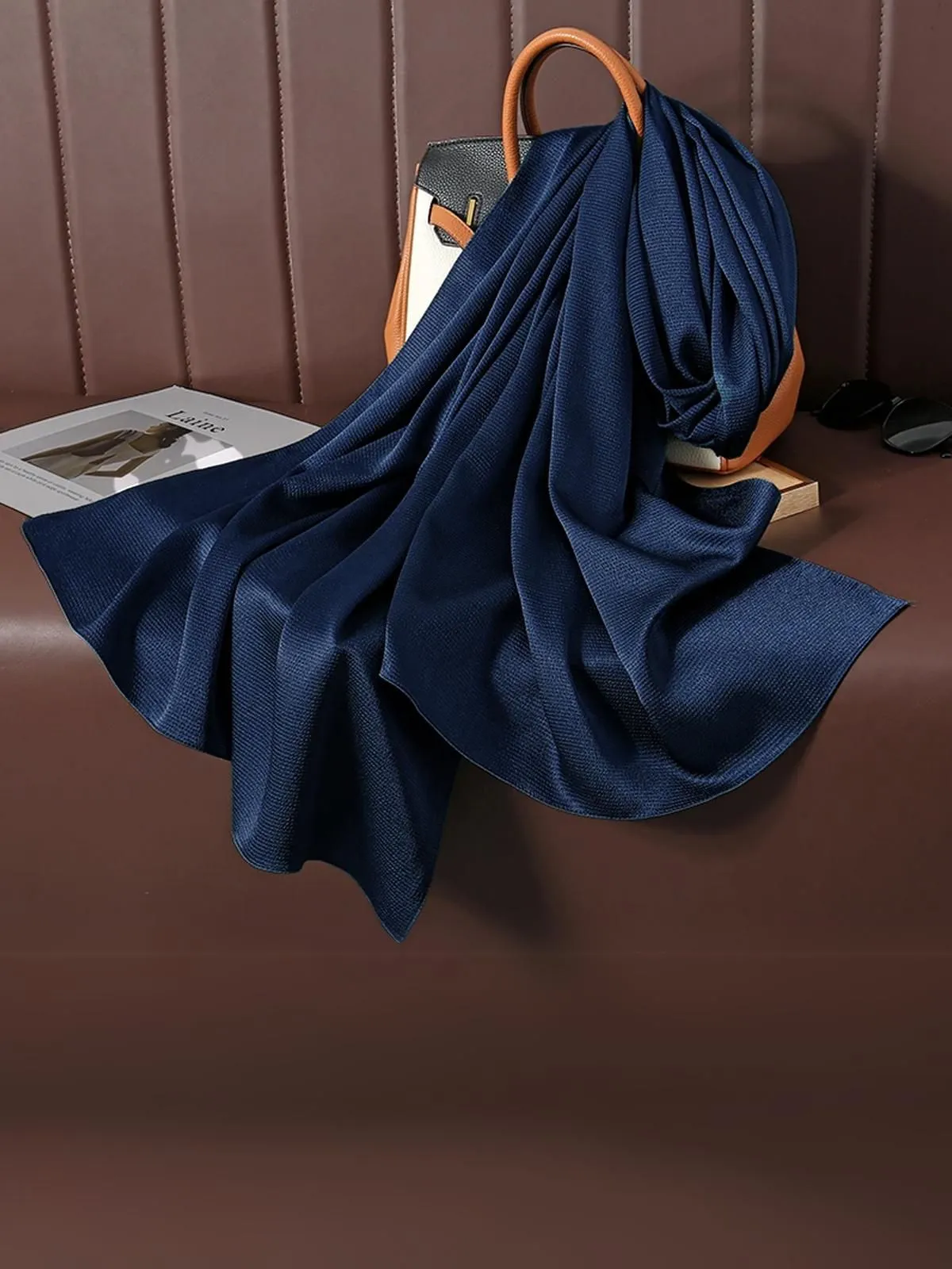 Coco Silk Hijab - Navy Blue