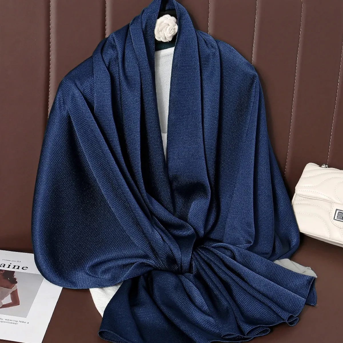 Coco Silk Hijab - Navy Blue