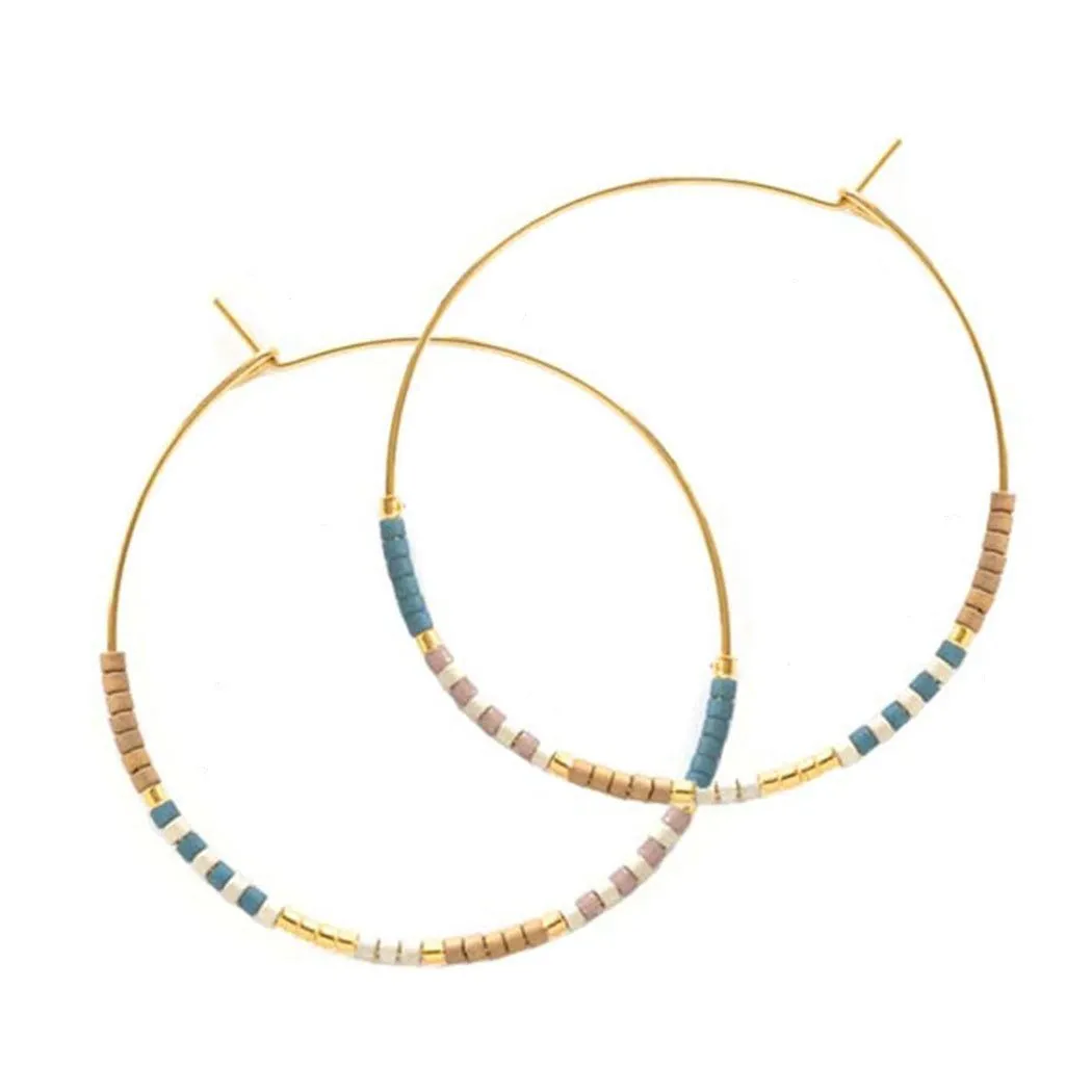 Colorful Beaded Hoop Earrings by Amano Studio