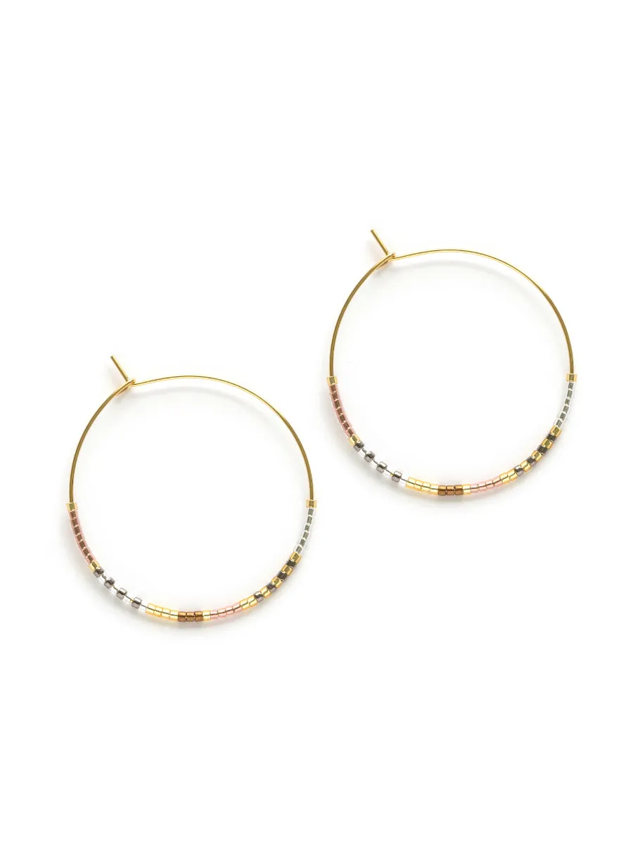 Colorful Beaded Hoop Earrings by Amano Studio