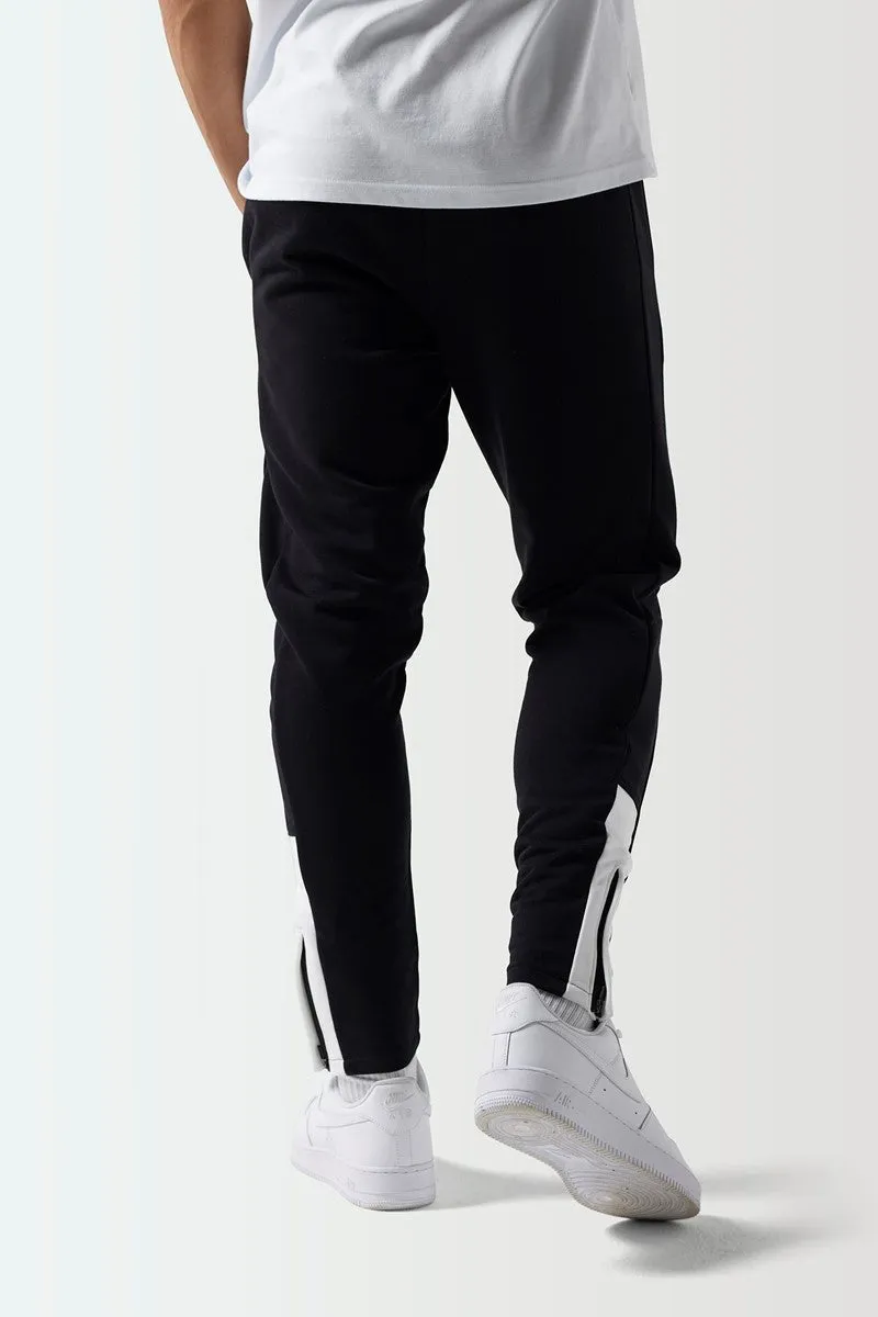 Colour Block Slim Fit Joggers - Black / White