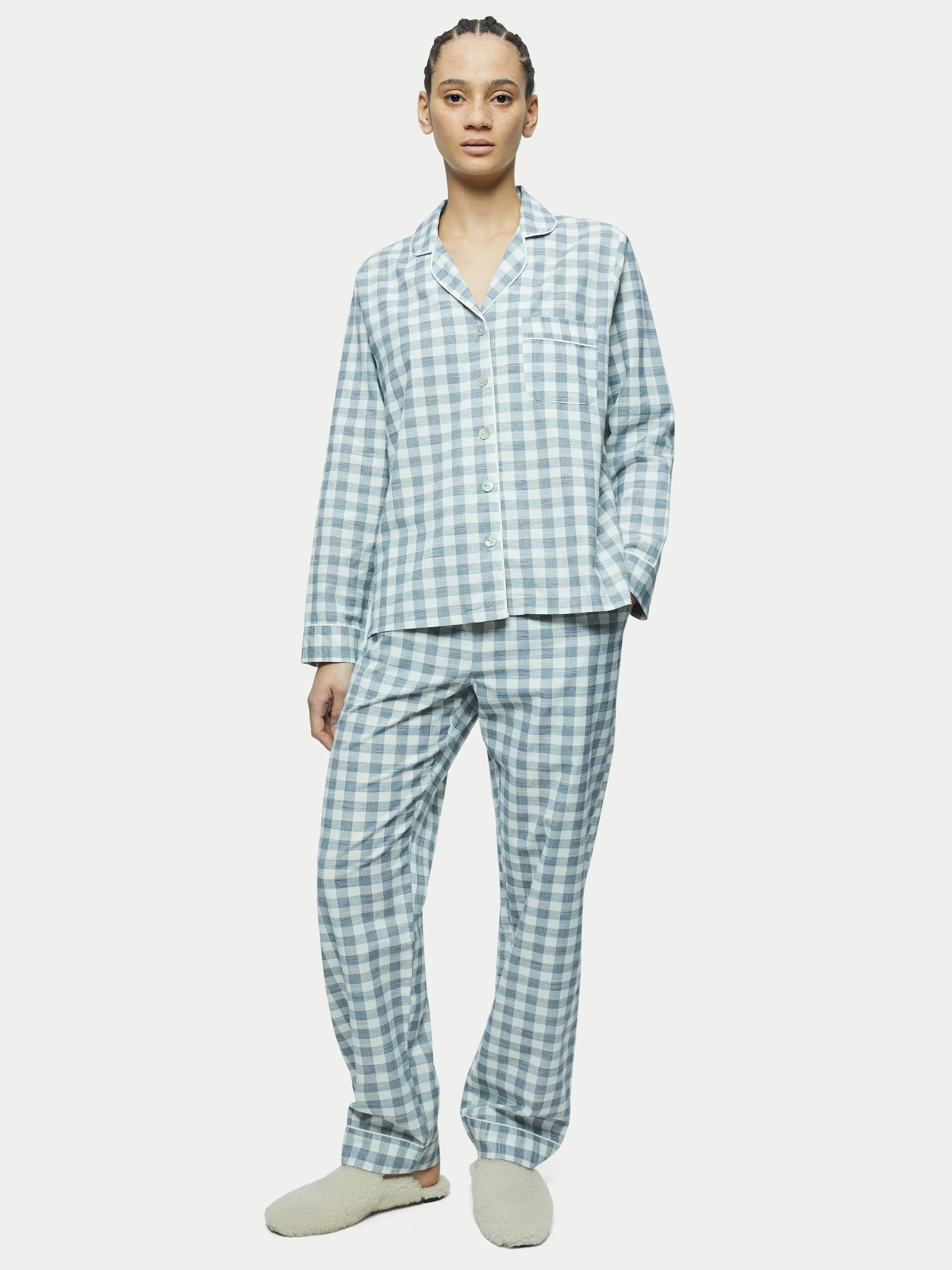 Cotton Gingham Pyjama | Blue