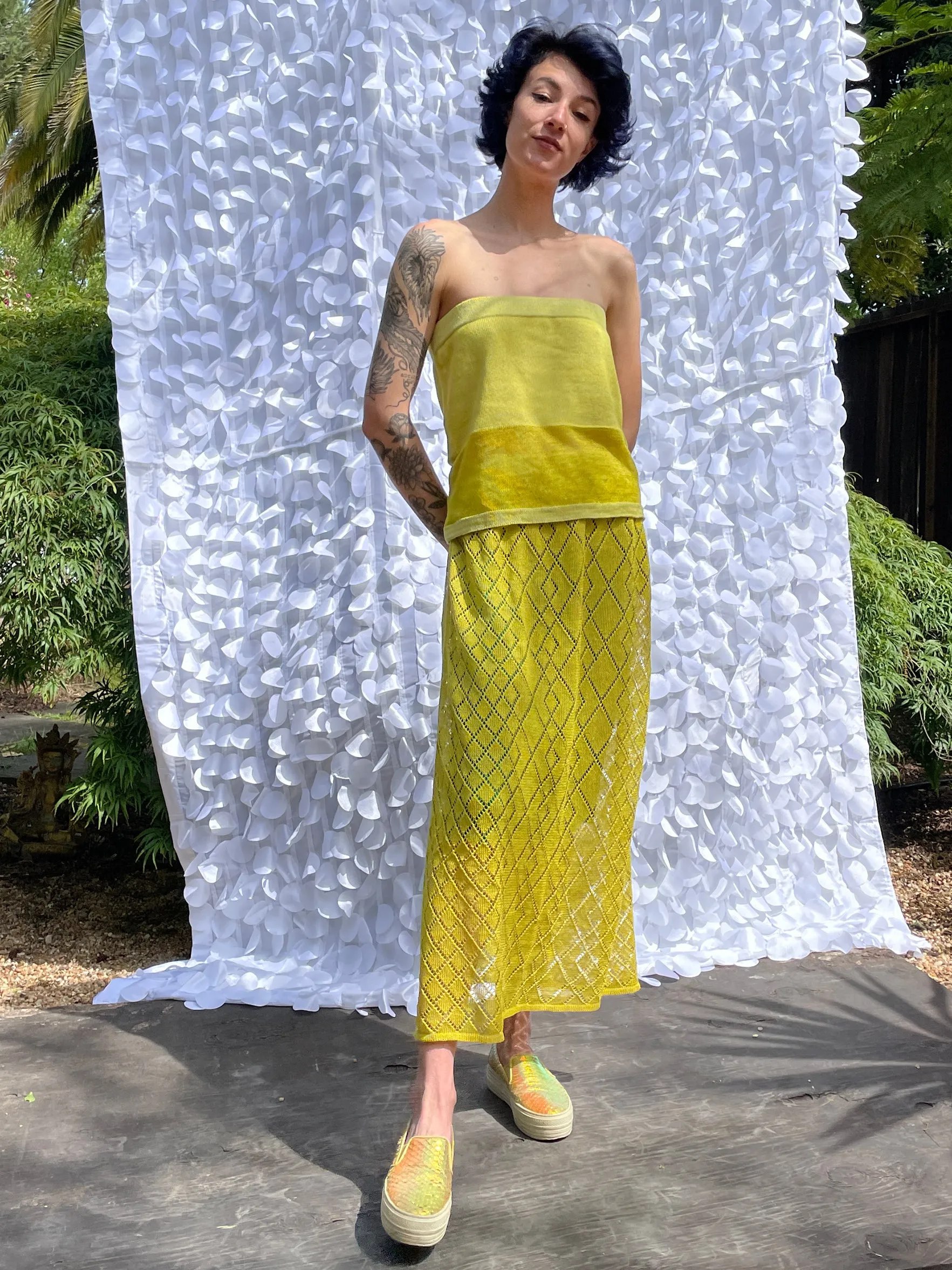 Diamond Pointelle Skirt - Yellow