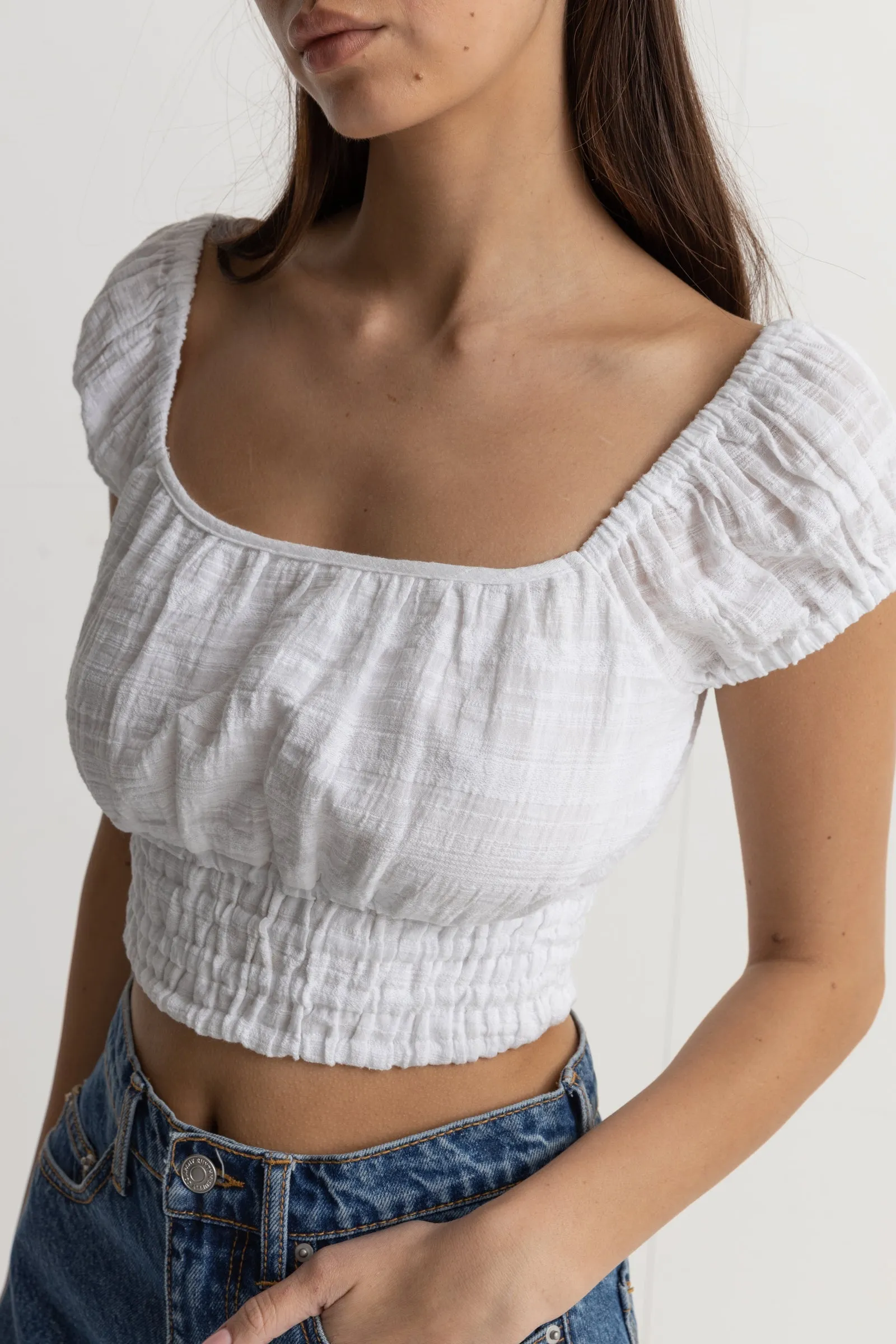 Dylan Cap Sleeve Top White