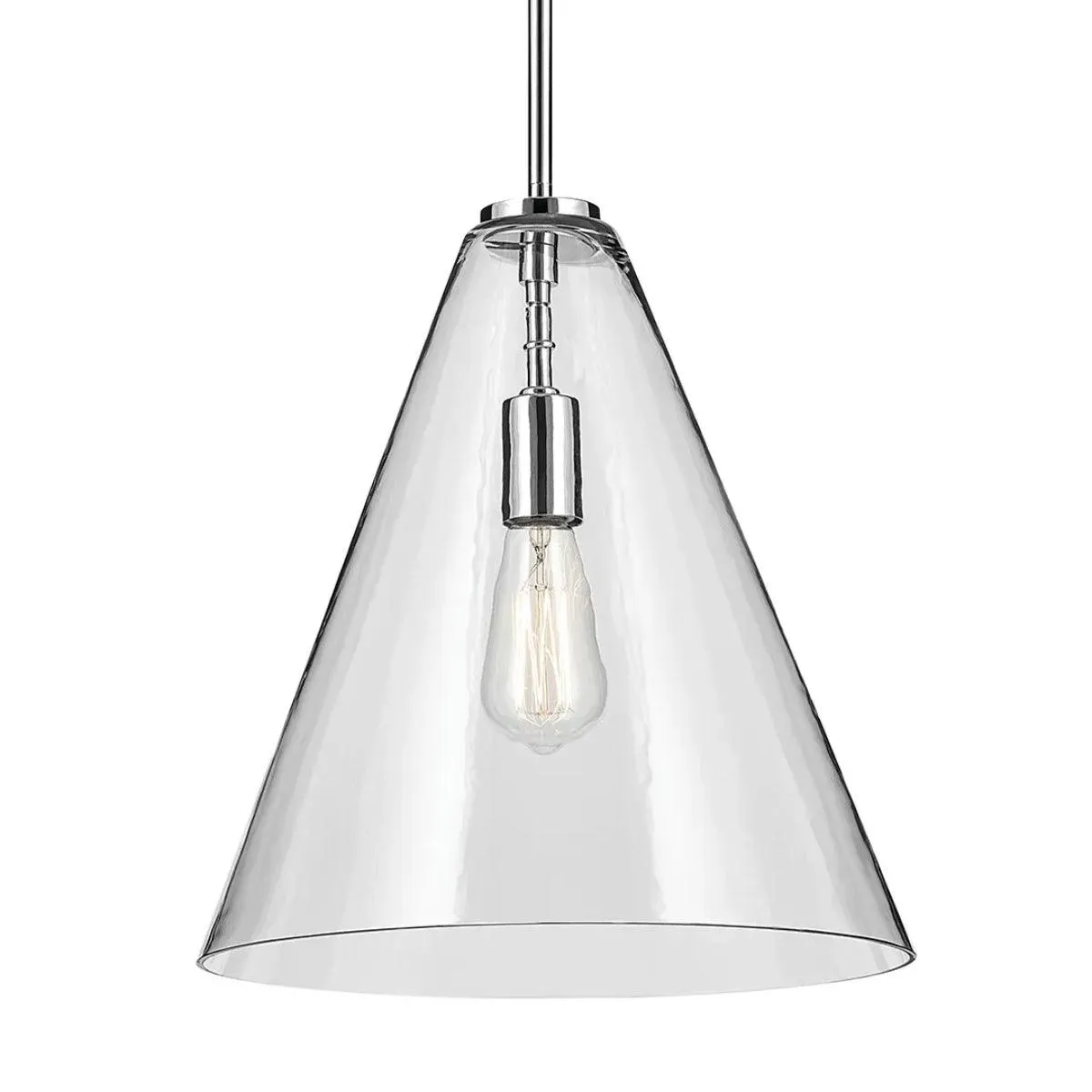 Everly 16" 1-Light Cone Pendant Light with Clear Glass, Chrome Finish