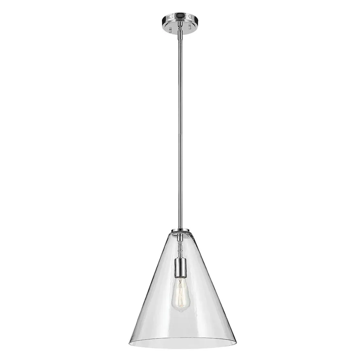 Everly 16" 1-Light Cone Pendant Light with Clear Glass, Chrome Finish