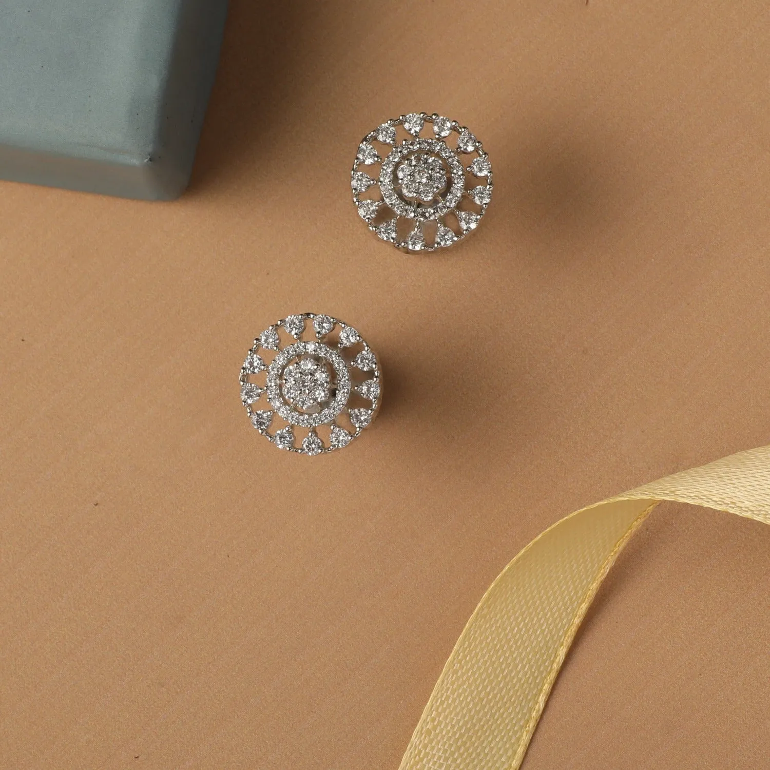 Floral Burst CZ Stud Earrings